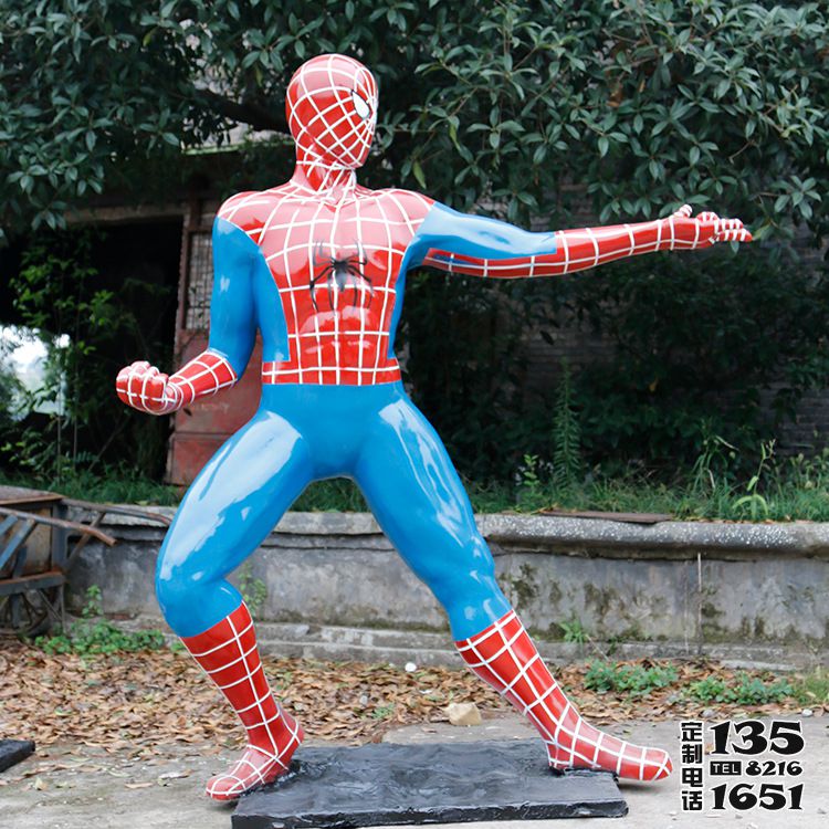 電影院景區(qū)大型仿真人物玻璃鋼材質(zhì)蜘蛛俠雕塑 電影院景區(qū)大型仿真人物玻璃鋼材質(zhì)蜘蛛俠雕塑