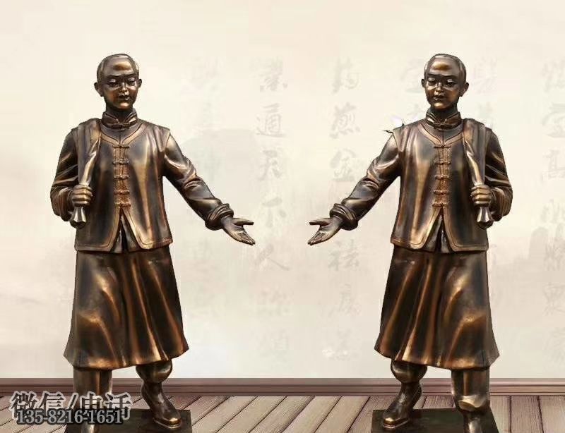 迎賓玻璃鋼仿銅古代店小二迎賓雕塑 迎賓玻璃鋼仿銅古代店小二迎賓雕塑