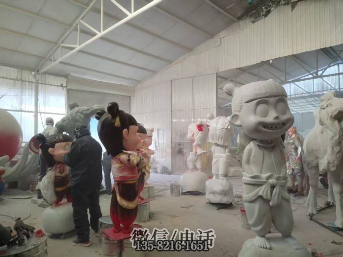 玻璃鋼雕塑廠哪吒雕塑噴漆車間 玻璃鋼雕塑廠哪吒雕塑噴漆車間
